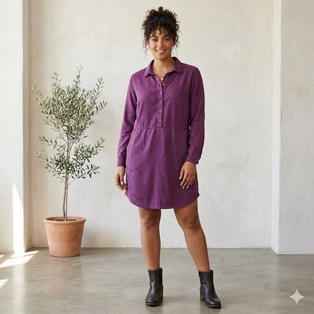 Time and Tru Long Sleeve Purple Dress